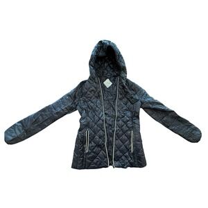 Noize Womens XS Black Quilted Hooded Puffer Jacket Cruelty Free Outerwear
